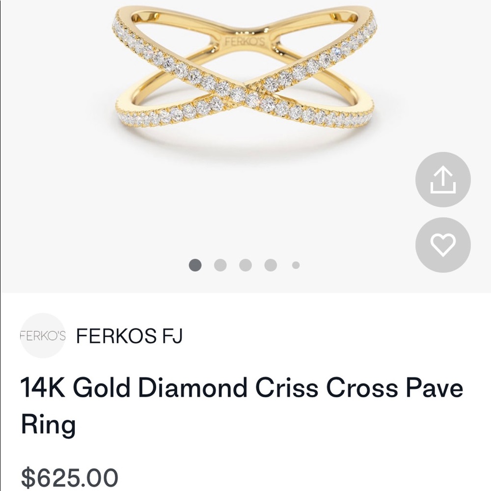 Ferkos diamond cross cross ring size 7